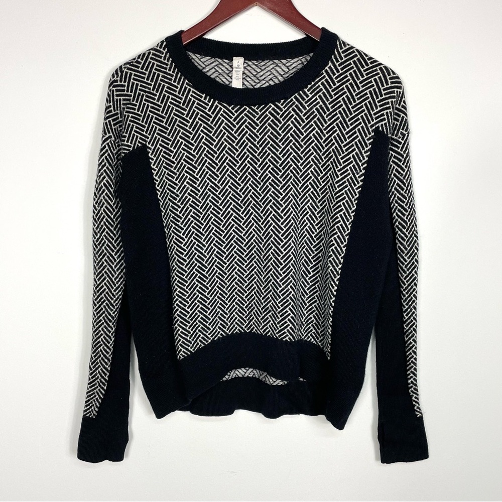 Lululemon Yogi Crew Merino Wool Patterned Sweater Size 4 - Picture 2 of 10